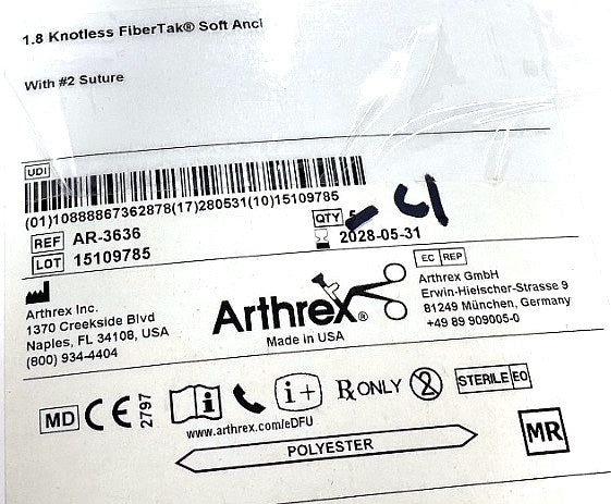 AR-3636 - ARTHREX - KL 1.8 FiberTak, Shoulder, (EA/1)
