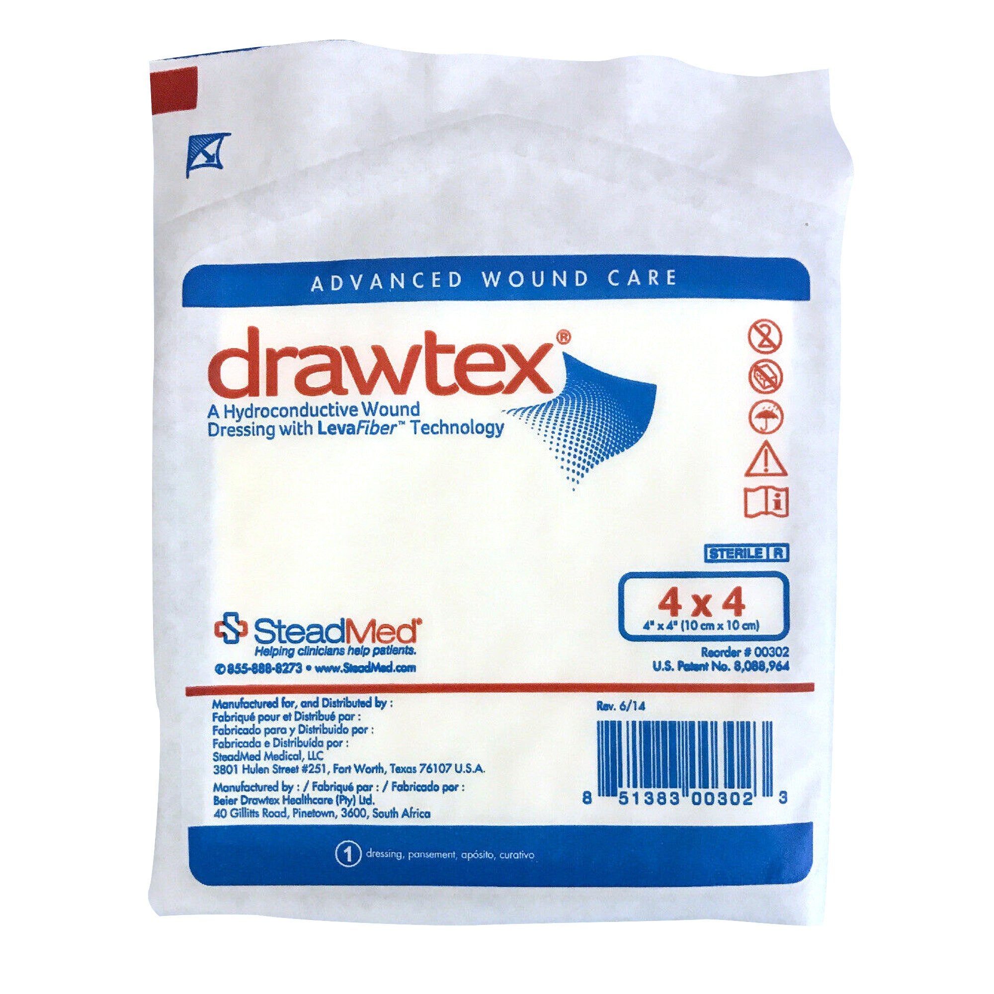 761646 - Drawtex - Drawtex Hydroconductive Wound Dressing 4 X 4 Inch Square, 00302, Pack of 1, (EA)