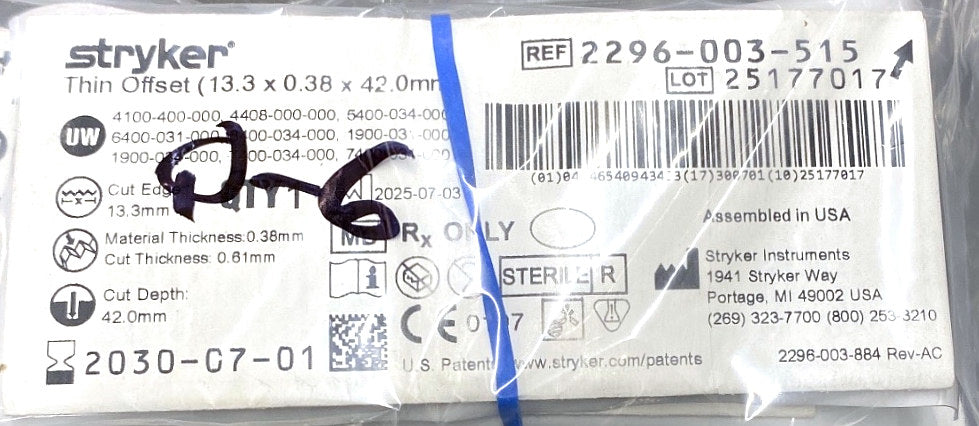 2296-003-515 - STRYKER - Thin Offset (13.3 x 0.38 x 42.0mm), (EA/1)