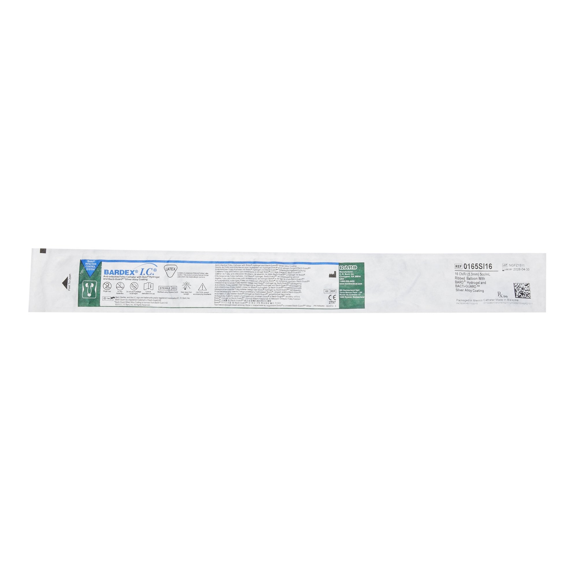 282352 - Bardex - Foley Catheter Bardex I.C. 2-Way Standard Tip 5 cc Balloon 16 Fr. Silver Hydrogel Coated Latex 0165SI16 Case of 12, (CS)