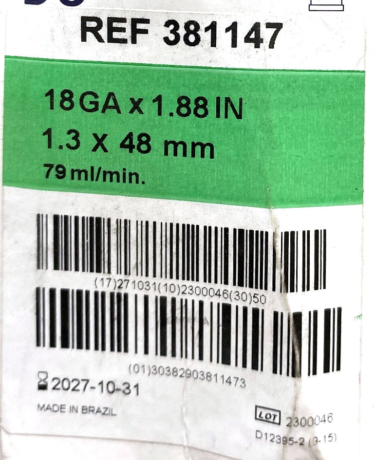 381147 - BD - ANGIOCATH GN 18GA X 1.88IN, (BX/50)