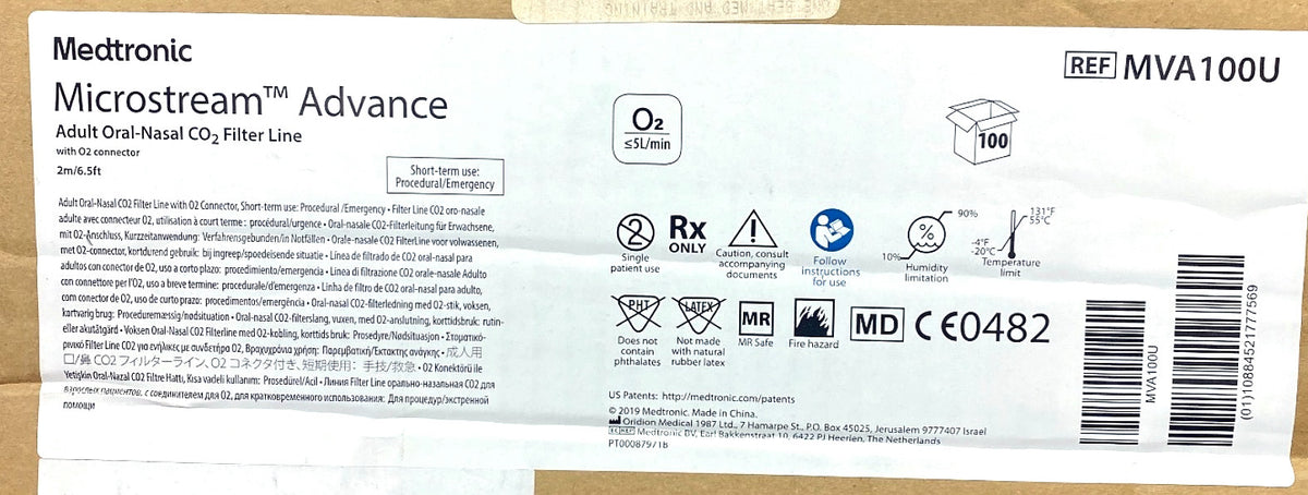 MVA100U - MVA100U - Adult Oral-Nasal CO2 Filter Line with O2 connector; Short-term use: Procedural/Emergency, (BX/100)
