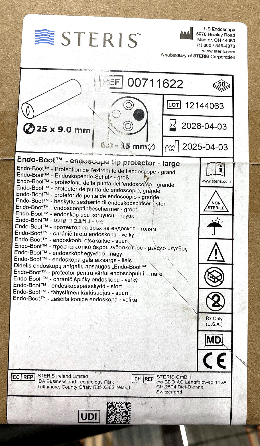 00711622 - US ENDOSCOPY - The Endo-Boot tip protector is used as a protective cover for the tip of the endoscope or other surgical instruments during storage and transport., (CS/50)