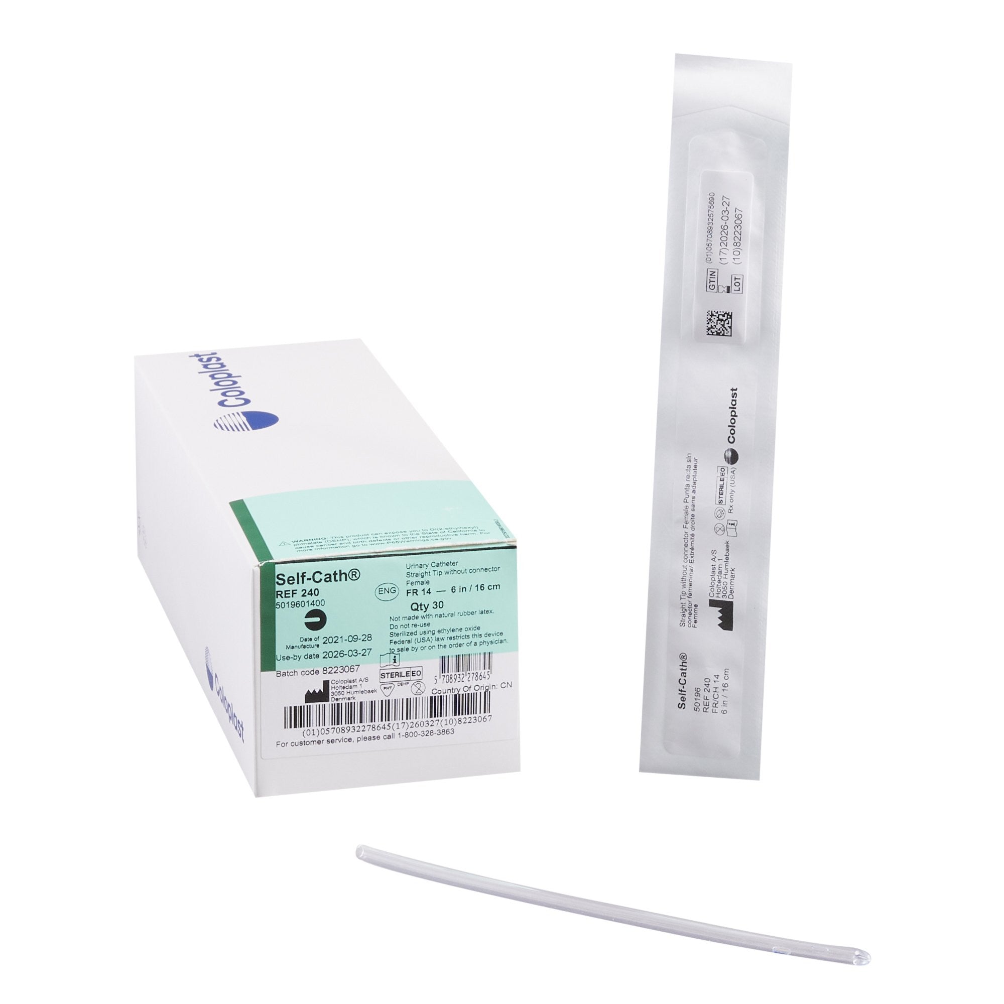 321680 - Self-Cath - Self-Cath 6'' Female Uncoated Urethral Catheter without Funnel Connector 14 Fr., Straight Tip, Pack of 1, (EA)