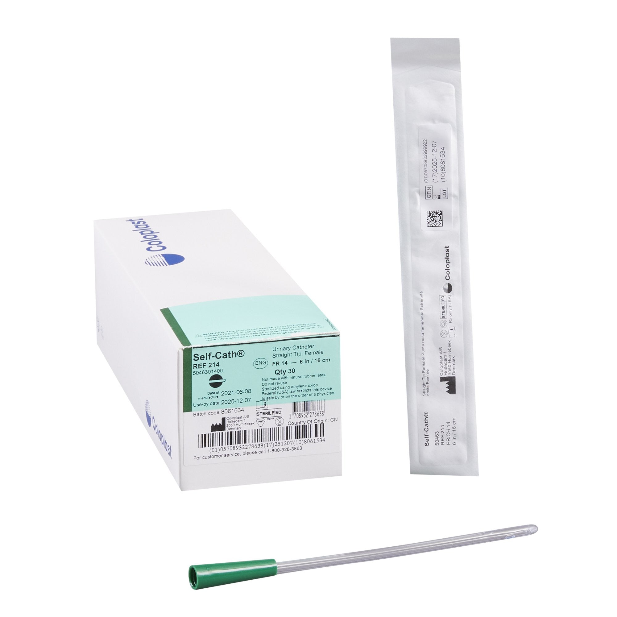 322867 - Self-Cath - Self-Cath 6'' Female Uncoated Urethral Catheter, 14 Fr., Straight Tip, Pack of 1, (EA)