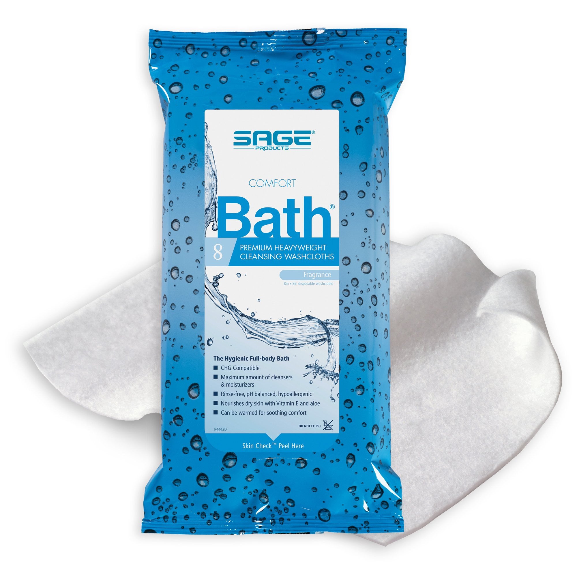 332490 - Comfort - Comfort Bath Premium Heavyweight Rinse-Free Bath Wipe with Glycerin, Aloe and Vitamin E, Size 8 x 8'', Case of 352, (CS)