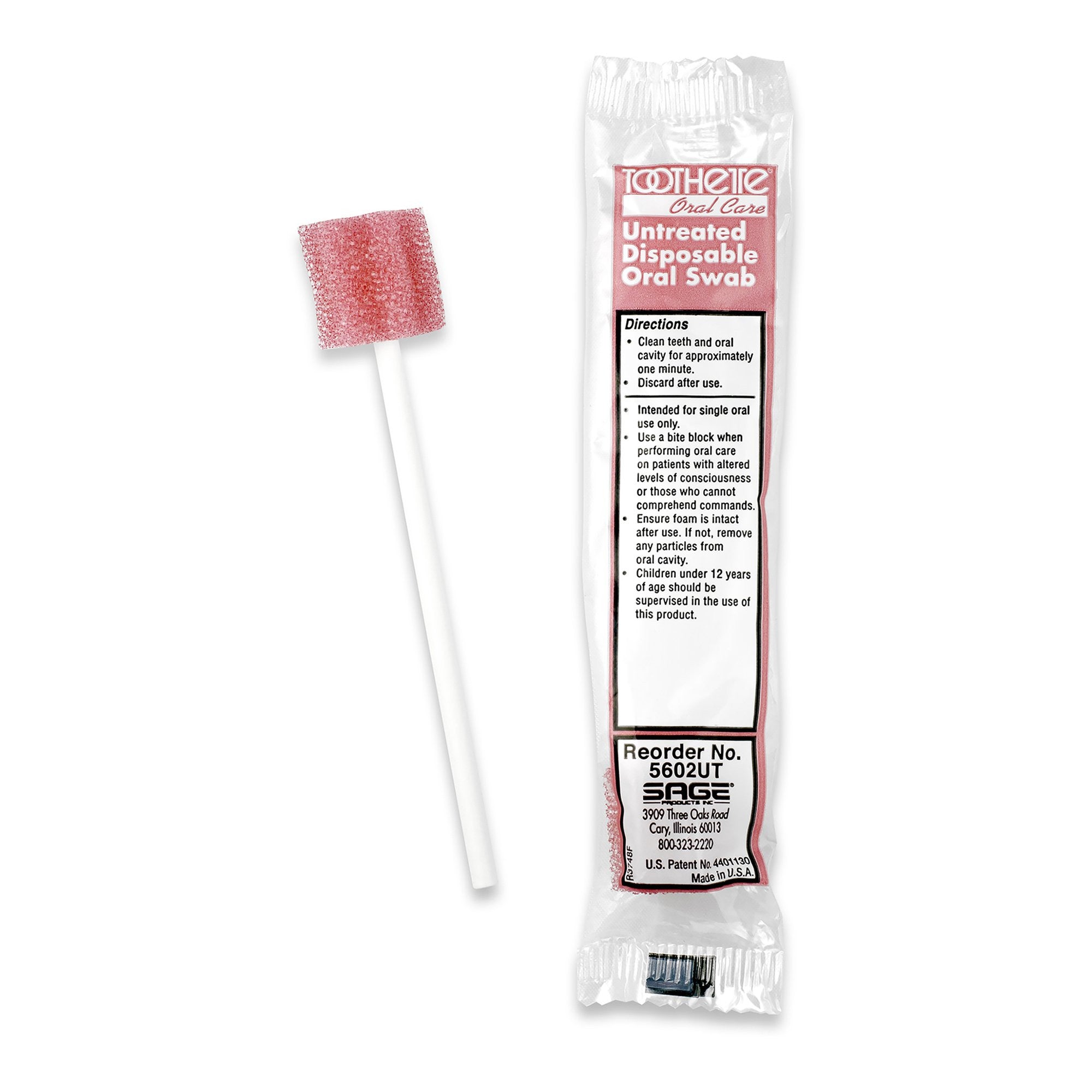 33711 - Toothette - Toothette 5.3'' Oral Swab with Foam Tip, Paper Shaft, Case of 1000, (CS)