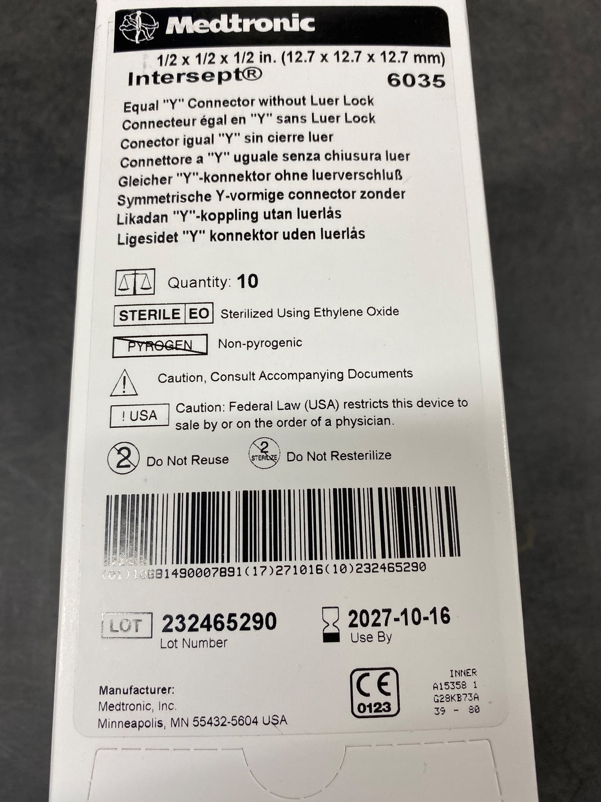 6035 - MEDTRONIC - Equal y connector whitout Luer out Luer, (BX/10)