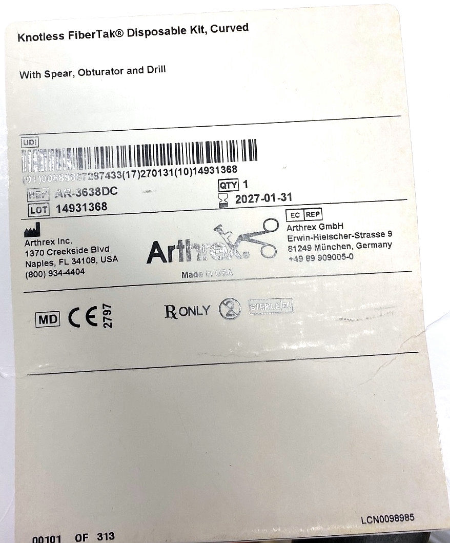 AR-3638DC - ARTHREX - Fibertak Disposables Curved Kit, (BX/1)
