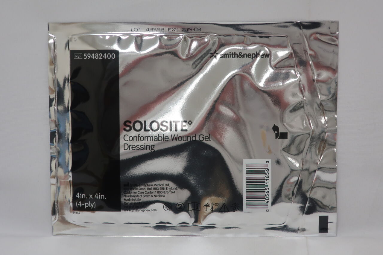 59482400 - SMITH & NEPHEW - Solosite  Conformable Wound Gel Dressing  4" x 4" 4-ply  (x)  Lot of 10, () - ( Expiry Date:  )
