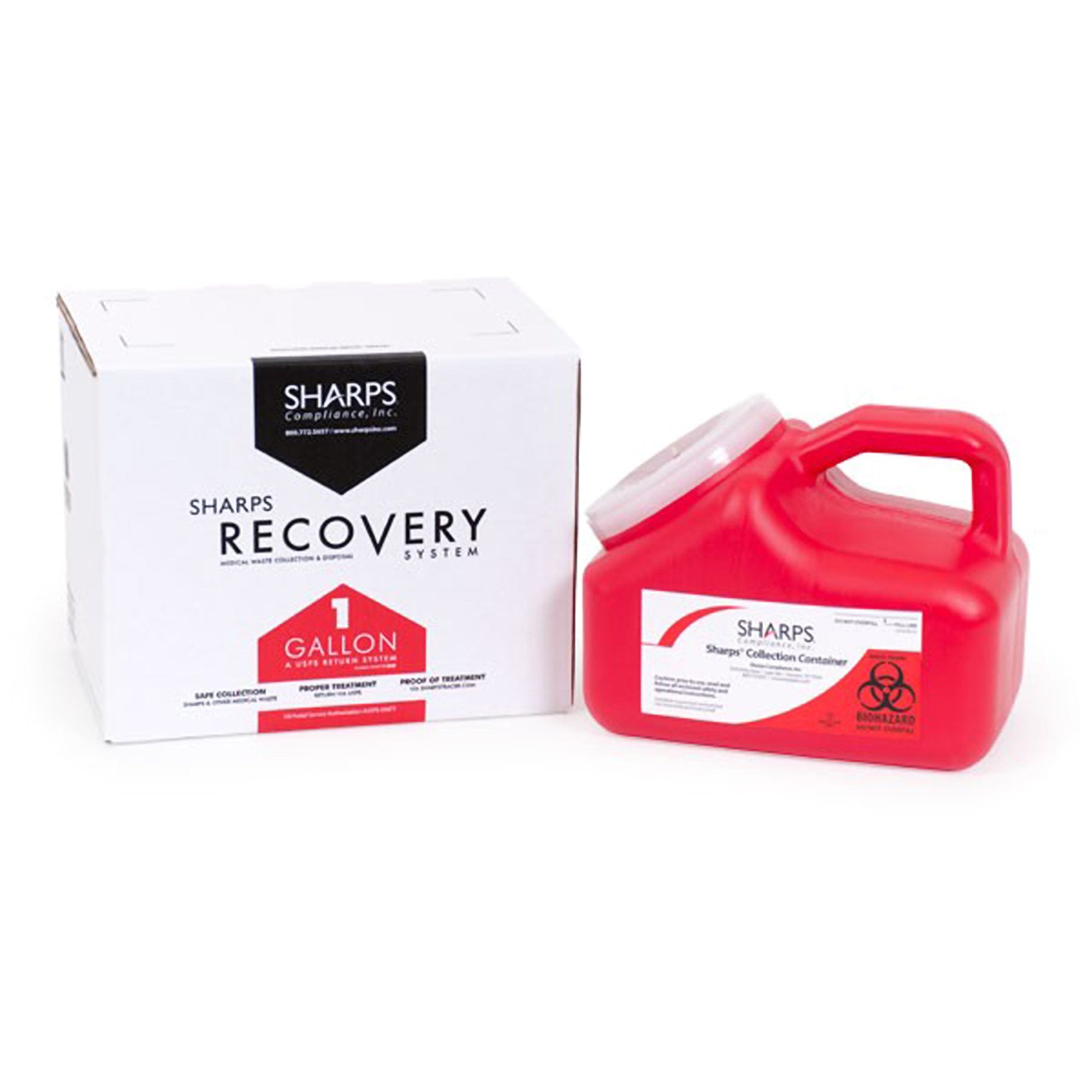 666133 - Mail System Pro-Tec - Mail System Pro-Tec Mailback Sharps Container Red, Base 9 L x 6 W x 7.5 H in, 1 Gallon, 11000-018, Case of 18, (CS)