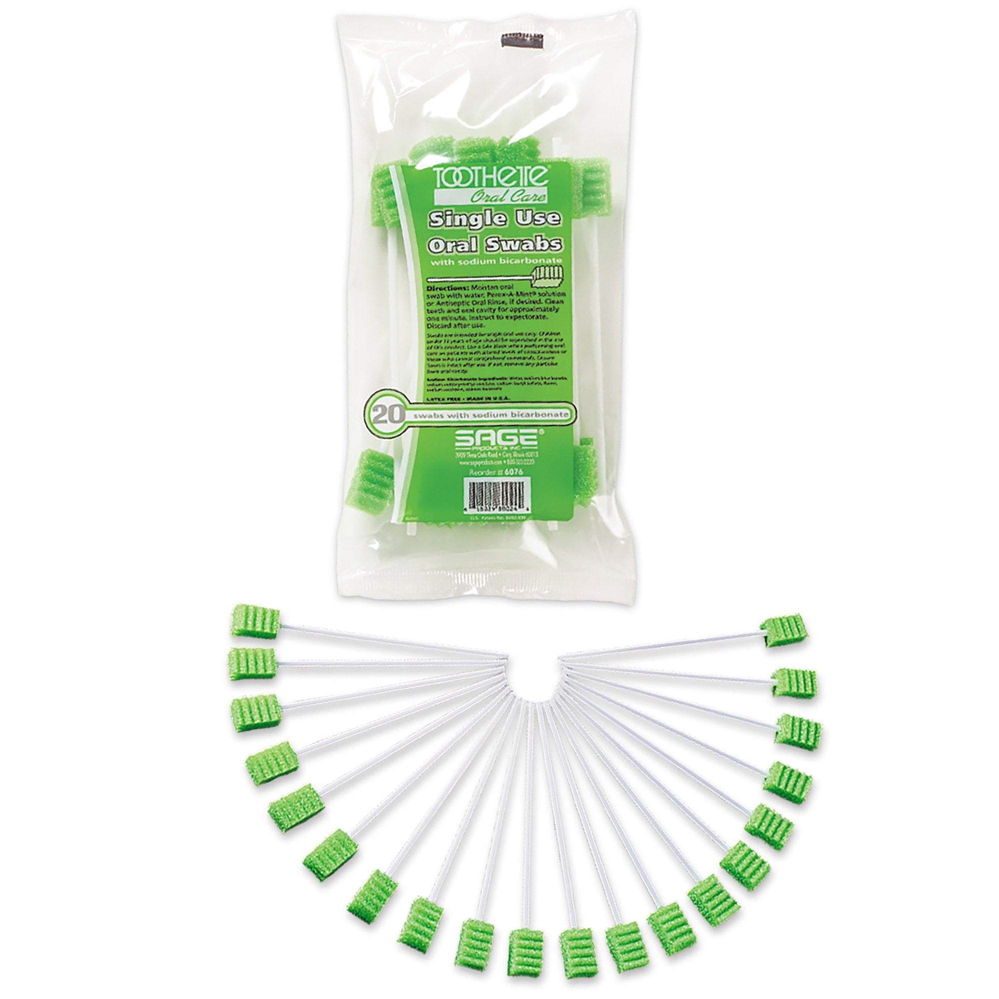 362537 - Toothette - Oral Swab Toothette Plus Sodium Bicarbonate Foam Tip 6076 Case of 1000, (CS)