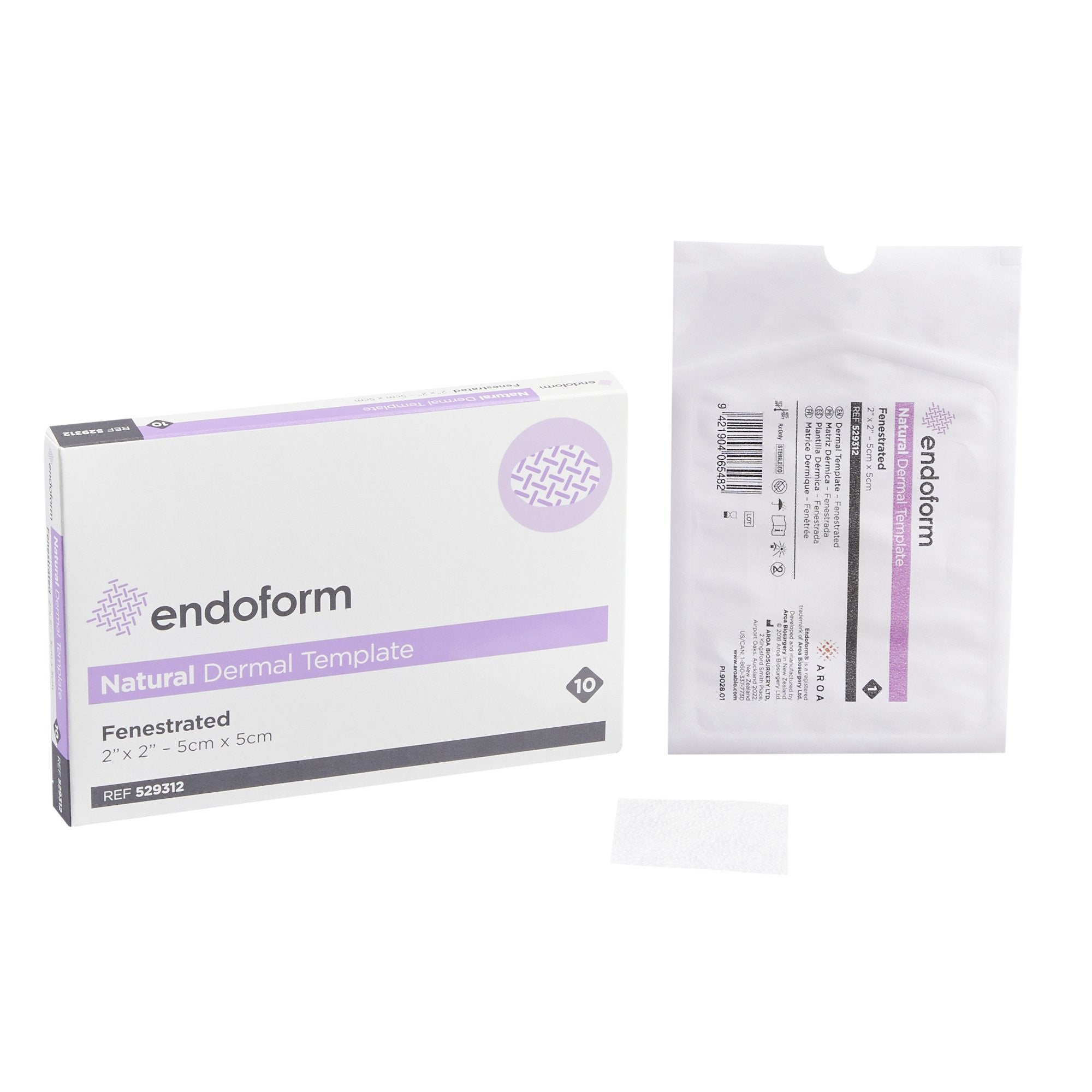 833932 - Endoform - Endoform Natural Ð Fenestrated Collagen Dressing with ECM 2 X 2 in Fenestrated Square Sterile, 529312, Box of 10, (BX)