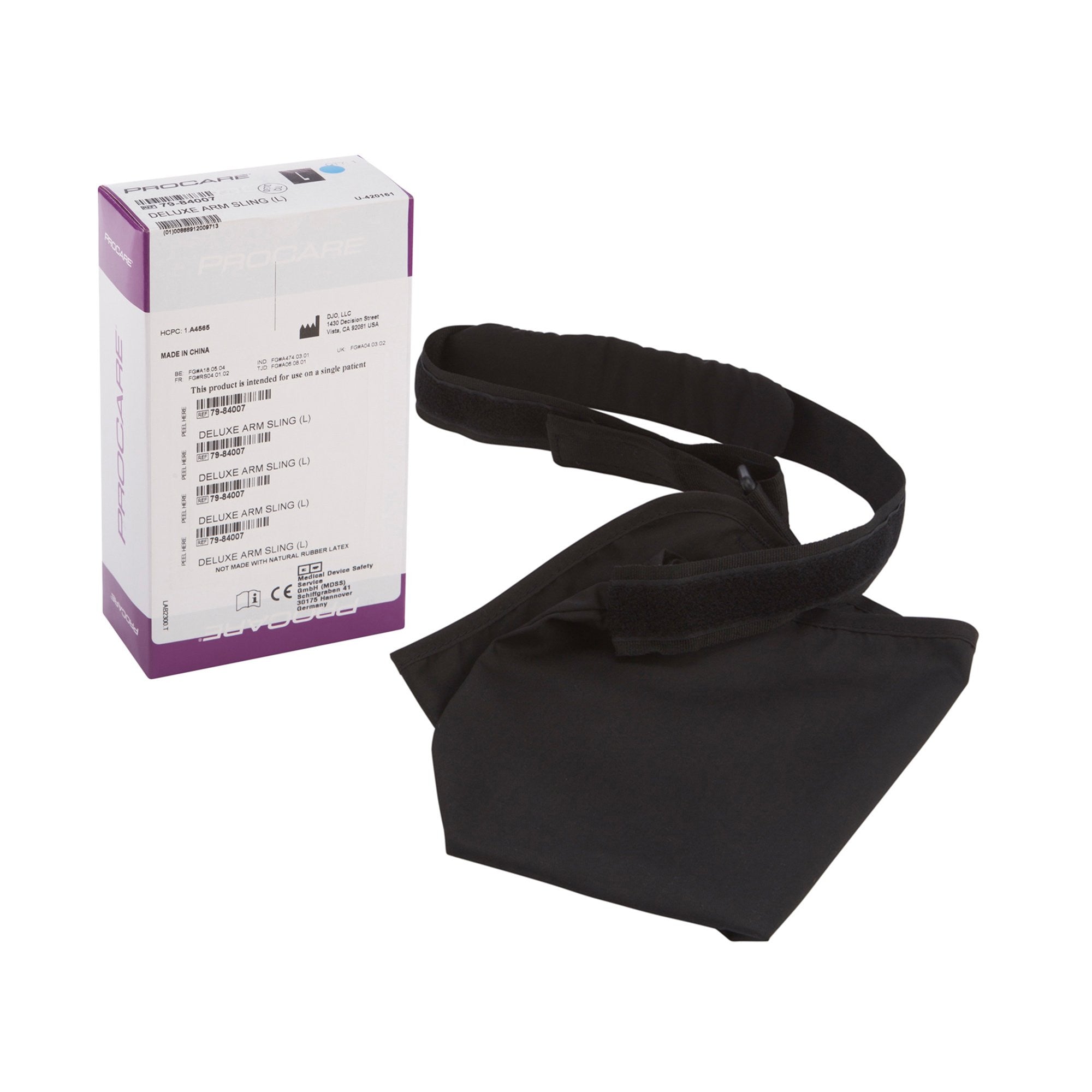 380619 - ProCare - Procare Deluxe Arm Sling with Pad and Hook and Loop Strap Closure, Size Large, 8.5 x 17.5'', Black, Pack of 1, (EA)