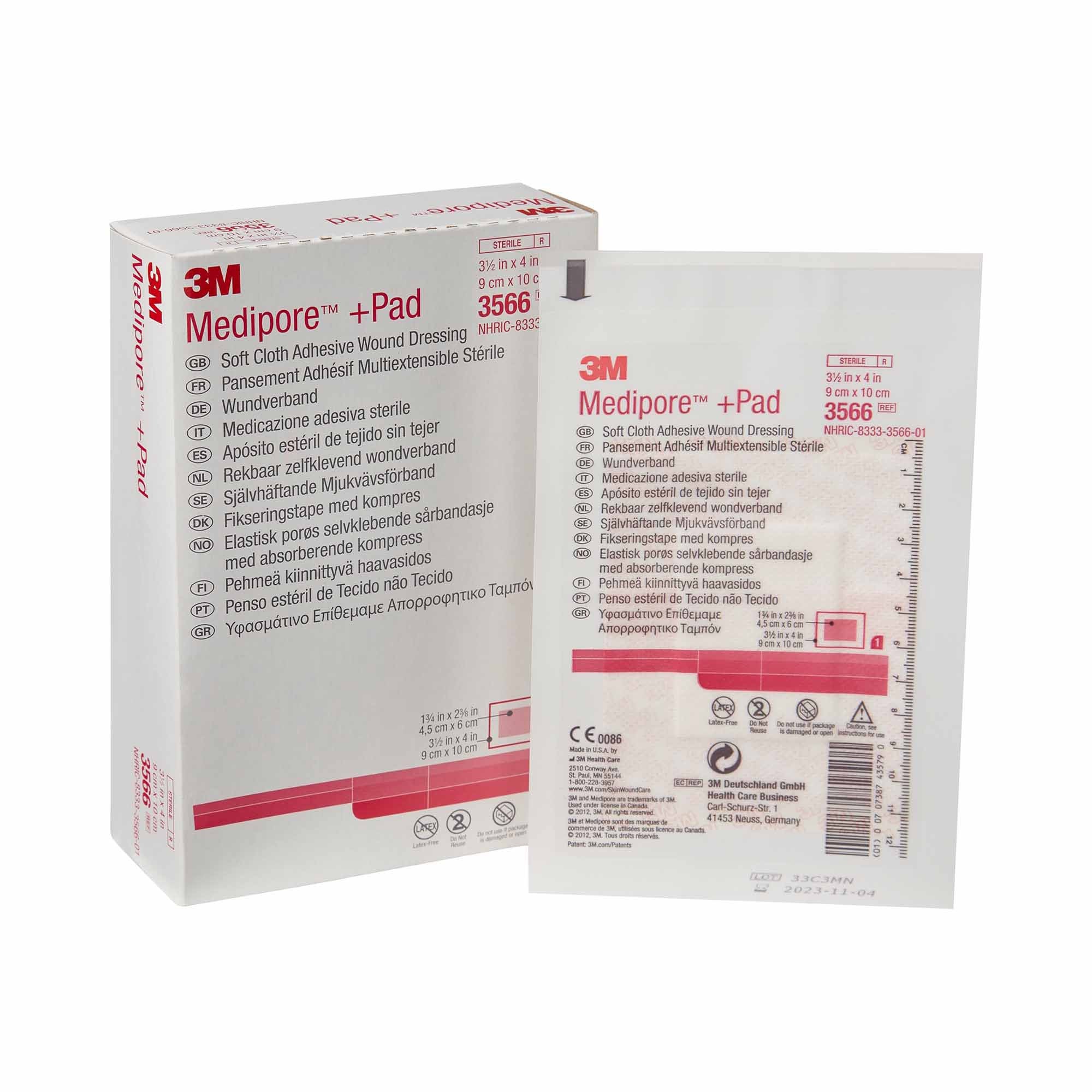 315360 - Medipore - 3M Medipore Composite Dressing 3-1/2 X 4 Inch Rectangle Sterile Nonwoven Backing, 3566, Case of 100, (CS)