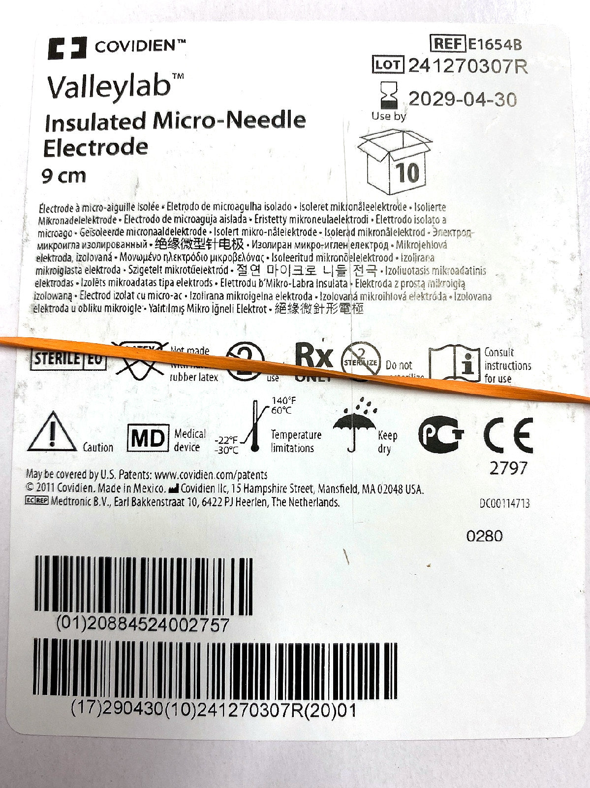 E1654B - COVIDIEN - Insulated Micro-Needle Electrode, (BX/10)