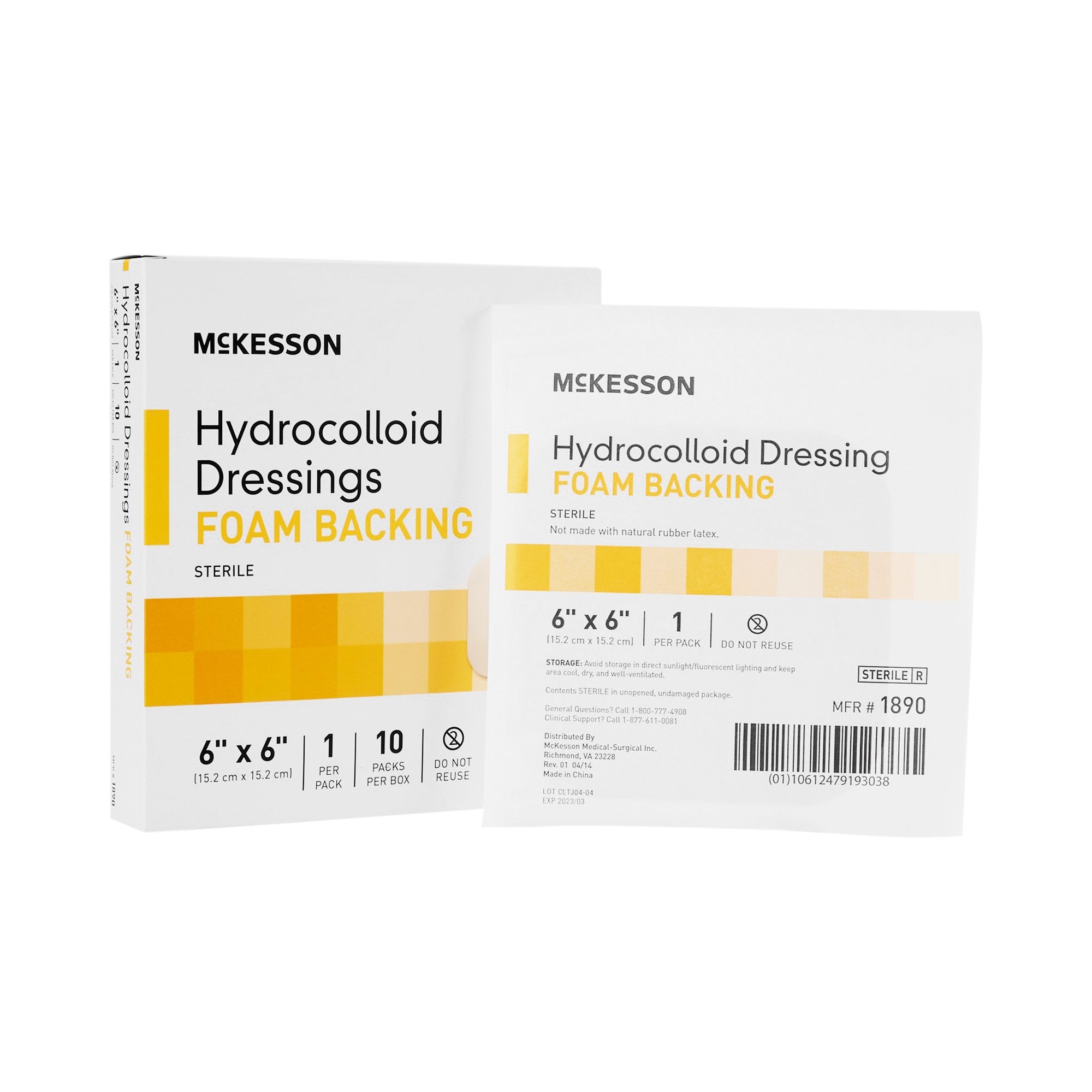 883000 - McKesson - McKesson Hydrocolloid Dressing Foam Backing 6 X 6 Inch Square Hydrocolloid / Foam, 1890, Pack of 1, (EA)