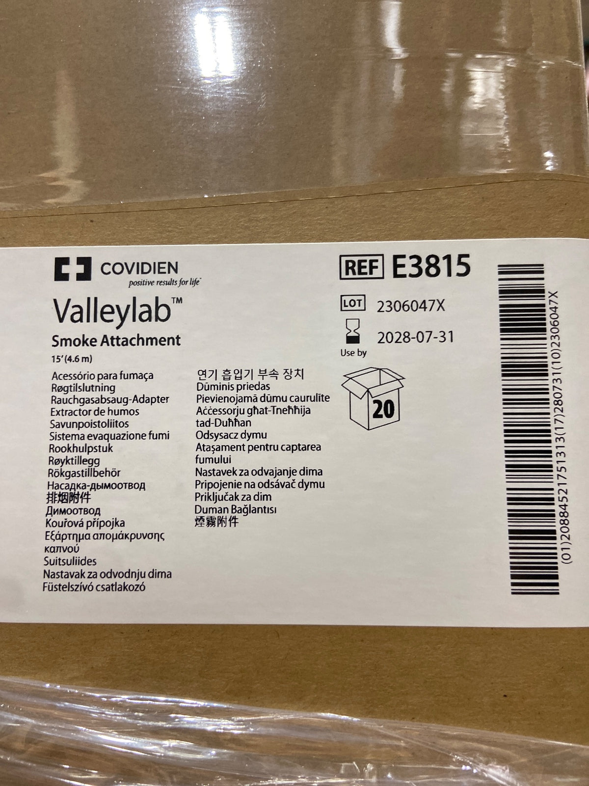 E3815 - COVIDIEN - Valleylab Smoke Attachment Tubing, 15 ft. Length, (BX/20)