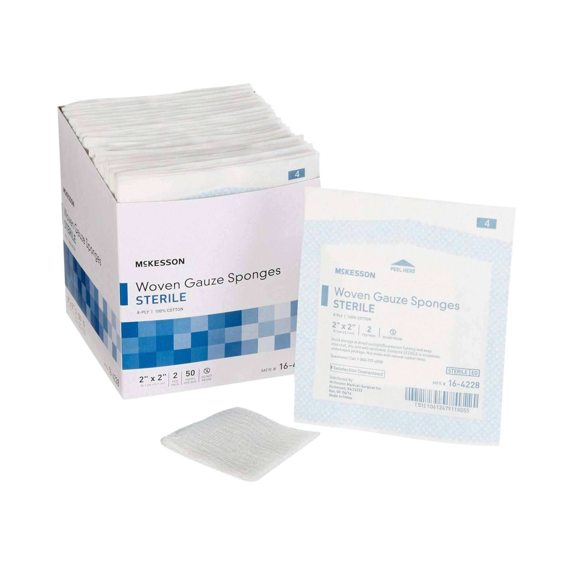 635942 - McKesson - McKesson Gauze Sponge 2 X 2 in 8-Ply Sterile , 16-4228, Case of 1500, (CS)