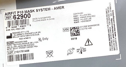 62900 - RESMED - AIRFIT P 10 NASAL MASK, (EA/1)