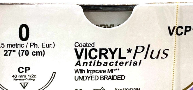 VCP197H - ETHICON - Antibacterial Undyed Braided (Polyglactin 910), Synthetic Absorbable Suture, (BX/36)