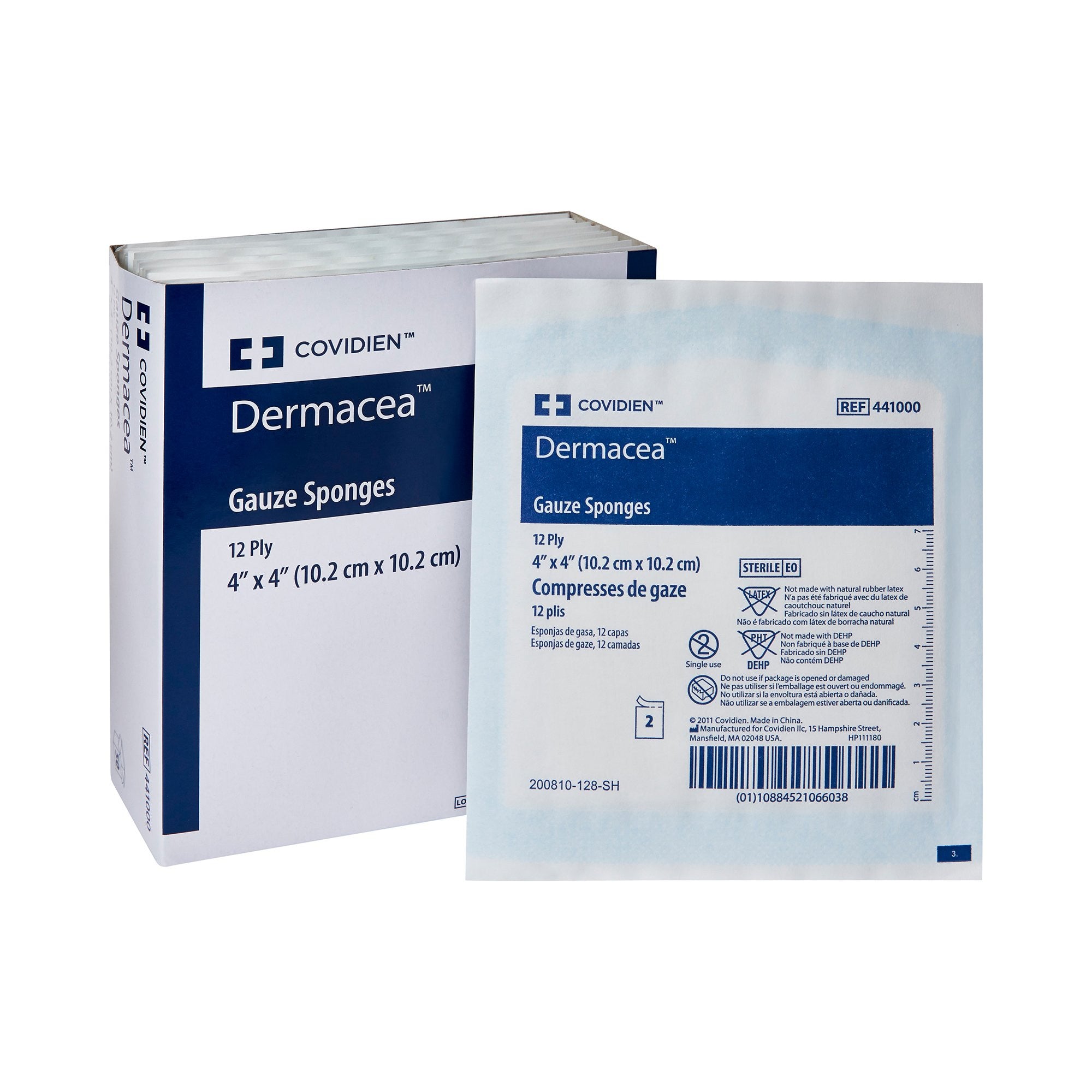 763387 - Derma - Dermacea Gauze Sponge 4 X 4 Inch 12-Ply Sterile 2 per Pack, 441000, Pack of 1, (PK)