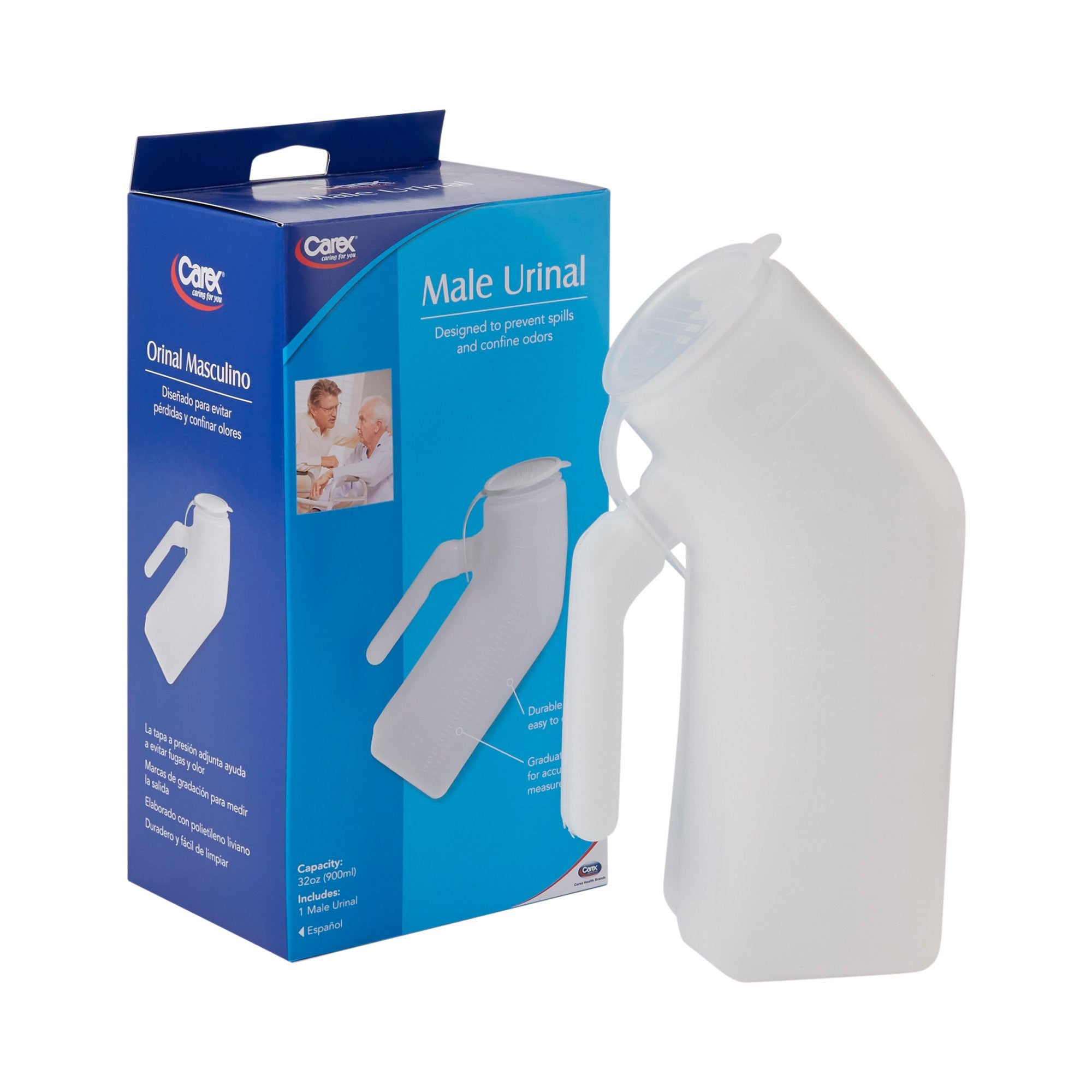 421043 - CAREX HEALTHCARE - Male Urinal Carex 32 oz. With Cover Single Patient Use FGP70700 0000 Case of 6, (CS)
