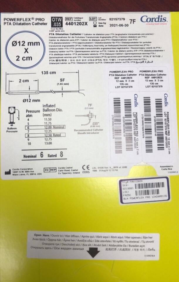 4401202X - CORDIS - powerflexpro 12mm2cm 135, (BX/1) - ( Expiry Date: 2023-01-01 )
