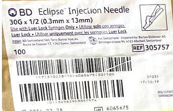 305757 - BD - NEEDLE ECLIPSE 30X1/2, (CS/1200)