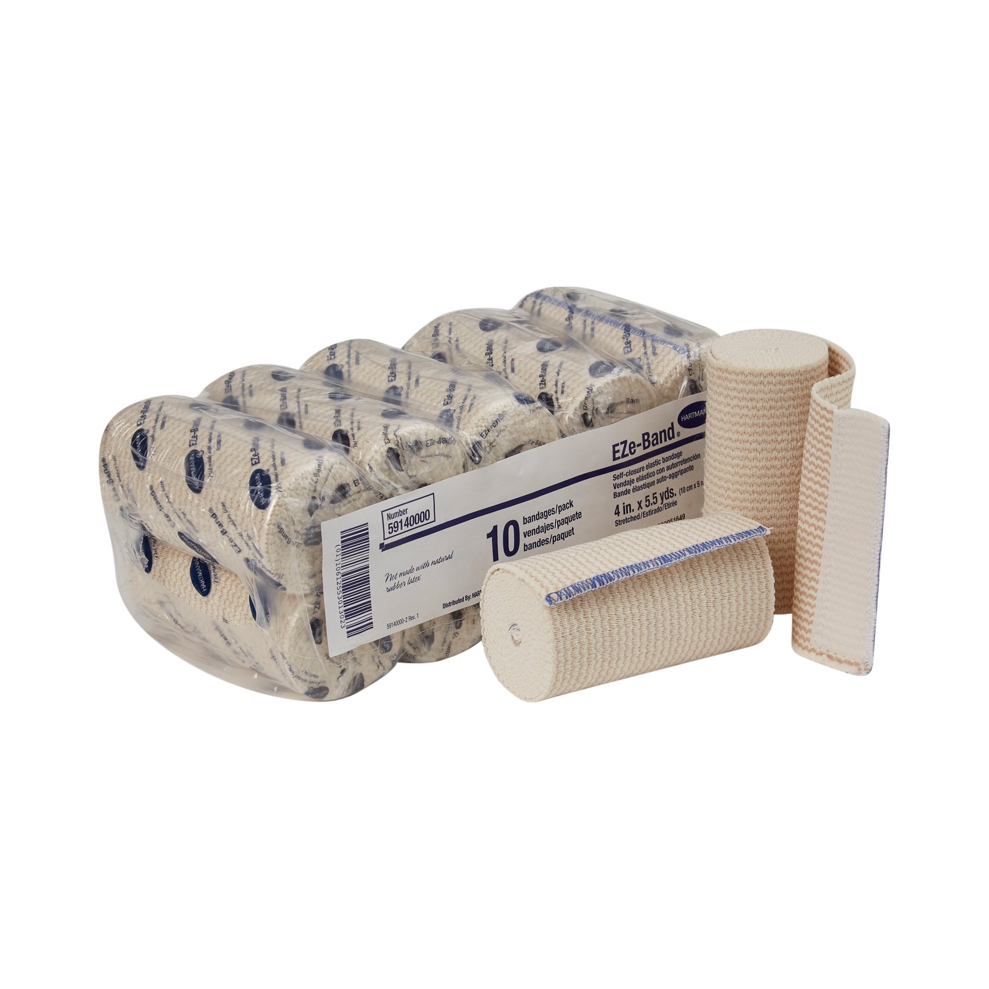 442367 - EZe-Band LF - Elastic Bandage EZe-Band LF 4 Inch x 5-1/2 Yard Double Hook and Loop Closure Tan NonSterile Standard Compression 59140000 Pack of 10, (PK)
