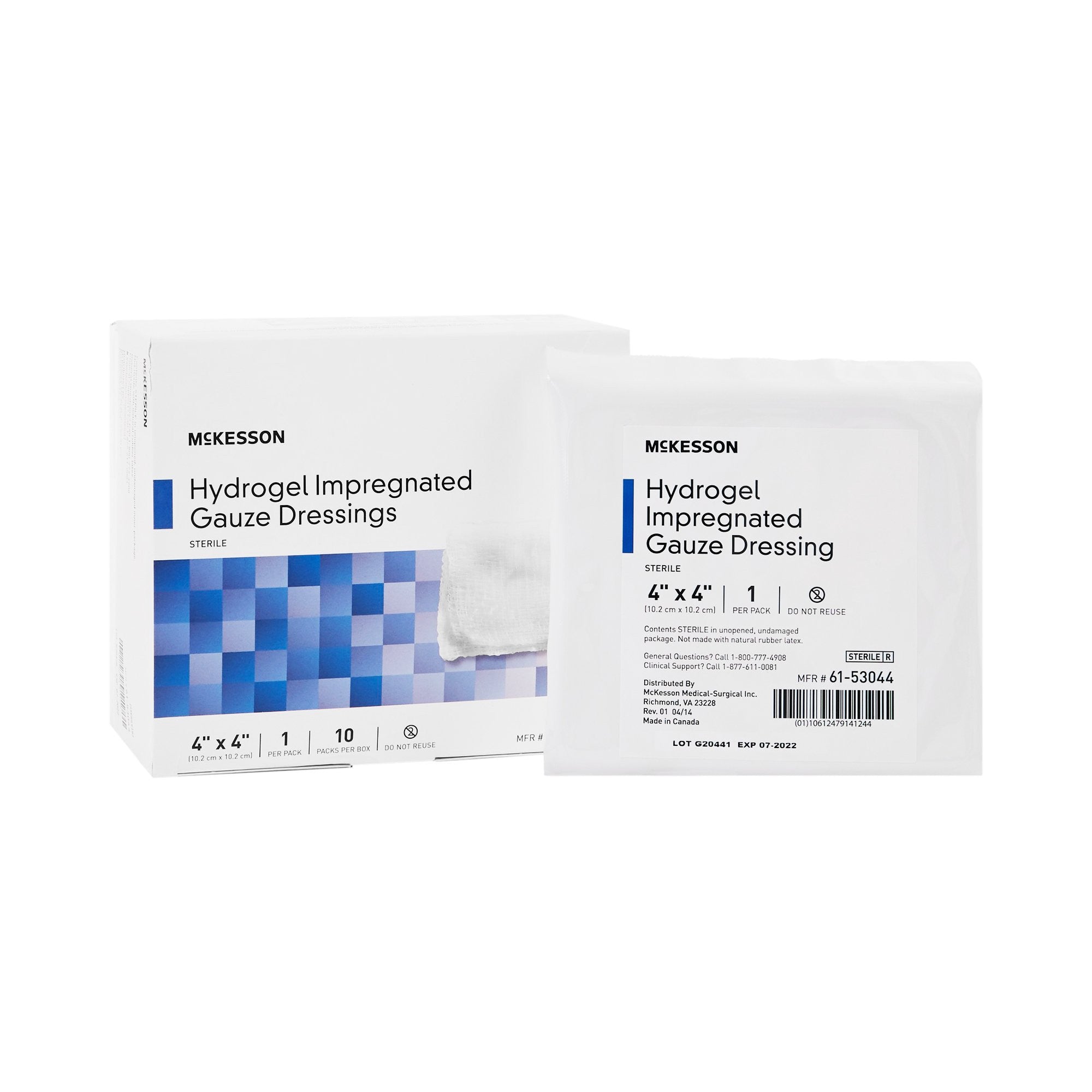 488936 - McKesson - McKesson Hydrogel Wound Dressing Impregnated 4 X 4 Inch Sterile, 61-53044, Case of 40, (CS)