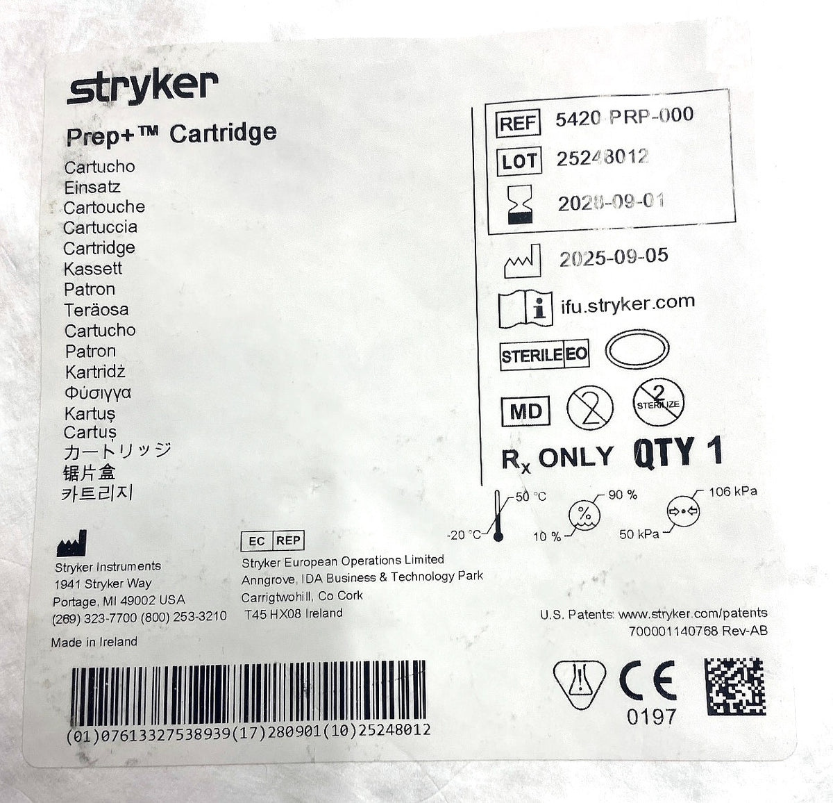 5420-PRP-000 - STRYKER - Cartridge, (EA/1)