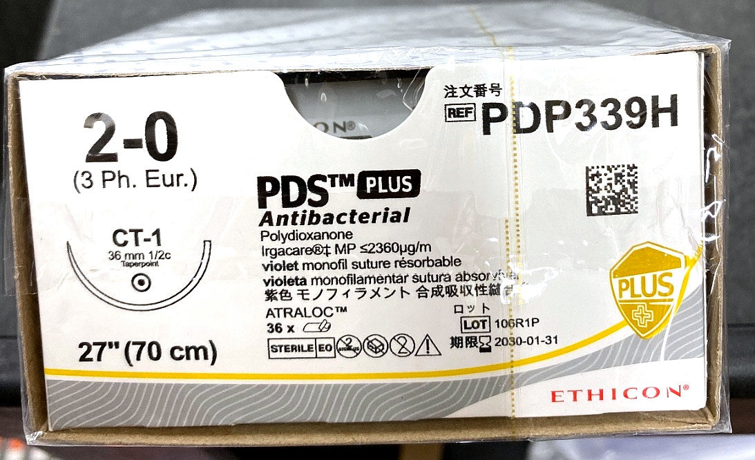 PDP339H - ETHICON - Antibacterial Violet Monofilament (Polydioxanone), Absorbable Surgical Suture, (BX/36)