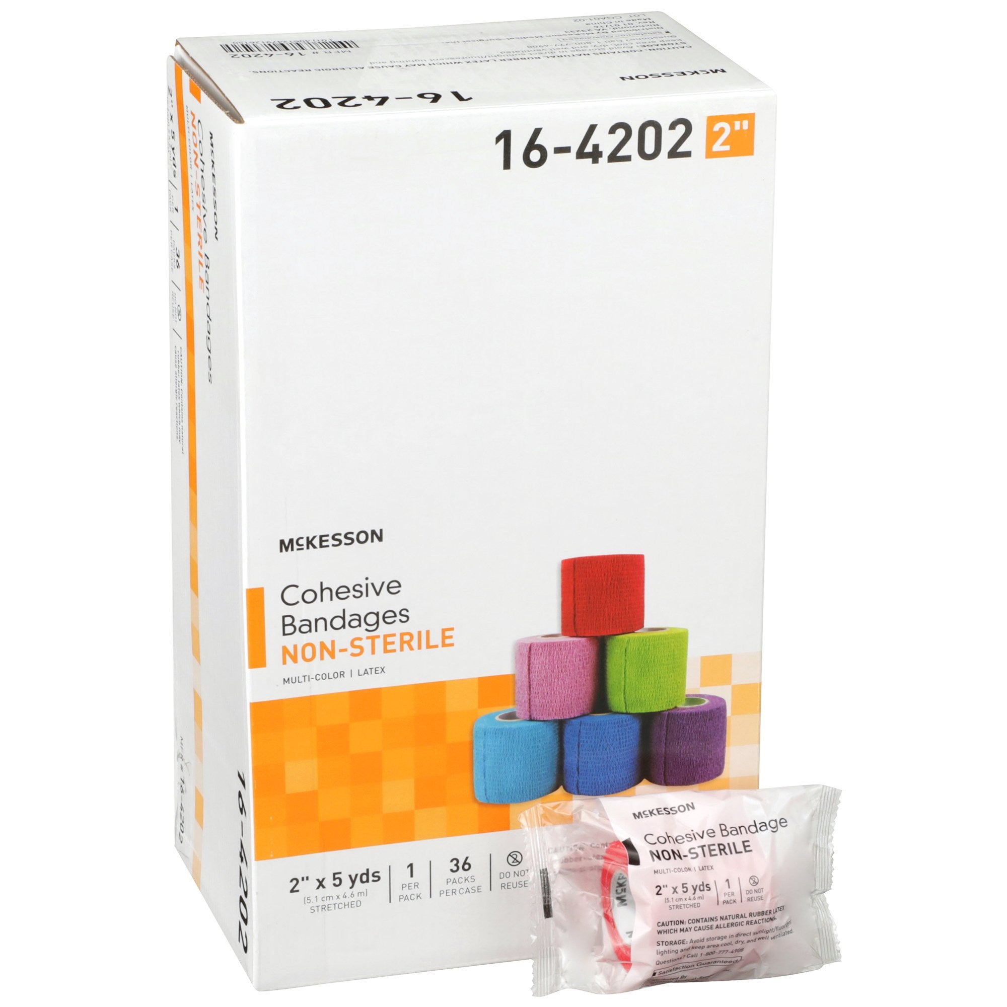464156 - McKesson - McKesson Cohesive Bandage, 2'' x 5 Yard, 36 per Case, Non Sterile, Latex, Assorted Color, Case of 36, (CS)