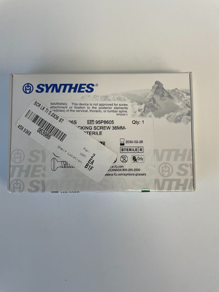 458.936S - SYNTHES -  5.0mm ti locking screw 36mm- for im nails-sterile, (each) - ( Expiry Date: 2030-02-28 )