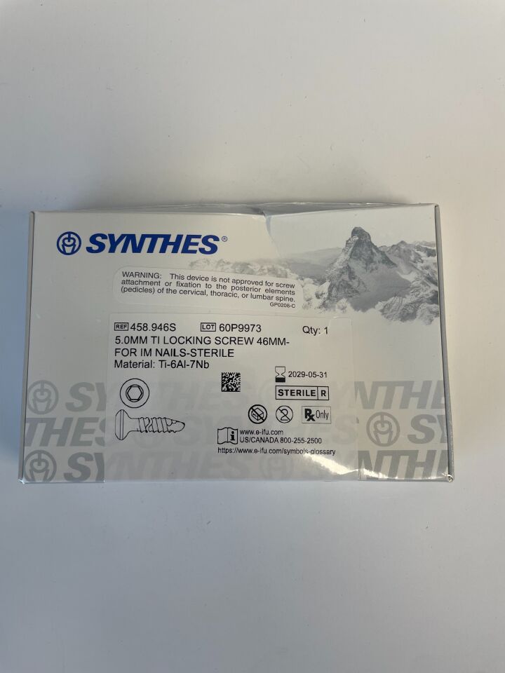 458.946S - SYNTHES -  5.0mm ti locking screw 46mm- for im nails-sterile, (each) - ( Expiry Date: 2029-05-31 )