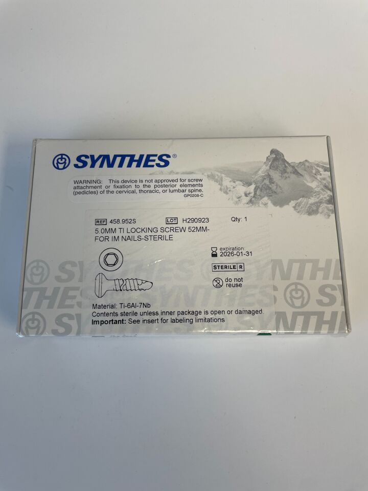 458.952S - SYNTHES -  5.0mm ti locking screw 52mm- for im nails-sterile, (each) - ( Expiry Date: 2026-01-31 )