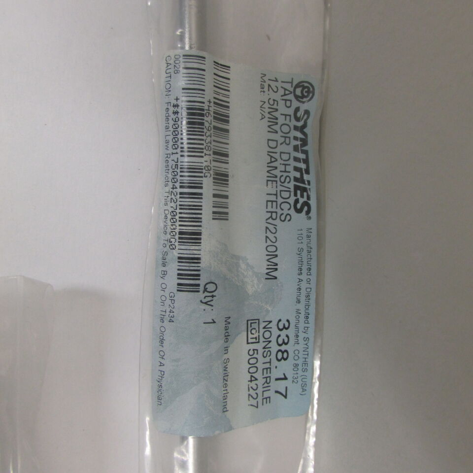338.17 - SYNTHES - 12.5mm diameter x 220mm tap for dhs dcs, () - ( Expiry Date: EACH )