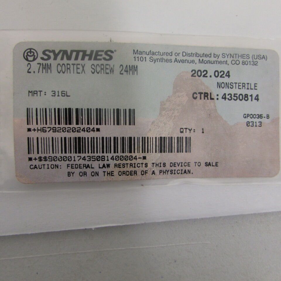 202.024  -  SYNTHES  -  2.7mm cortex screw 24mm , (  )  -  ( Expiry Date : EACH )