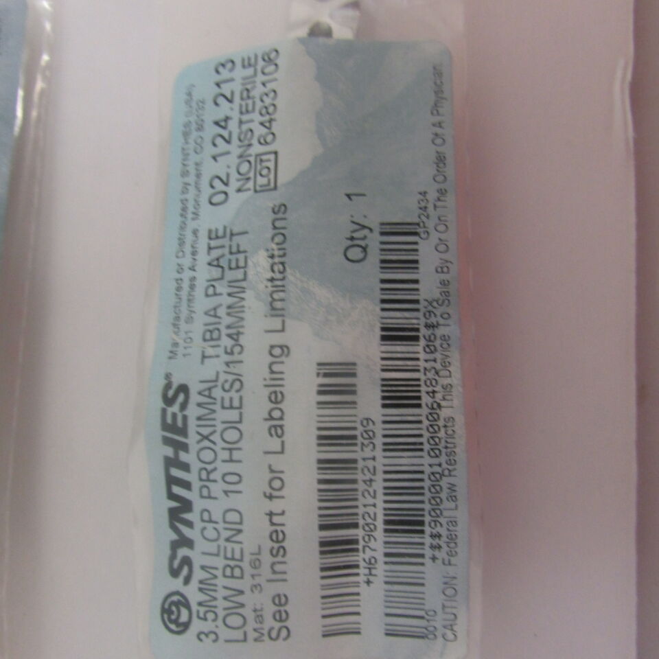 02.124.213 - SYNTHES - 3.5mm lcp proximal tibia plate low bend 10 holes/154mm/left , () - ( Expiry Date: EACH )