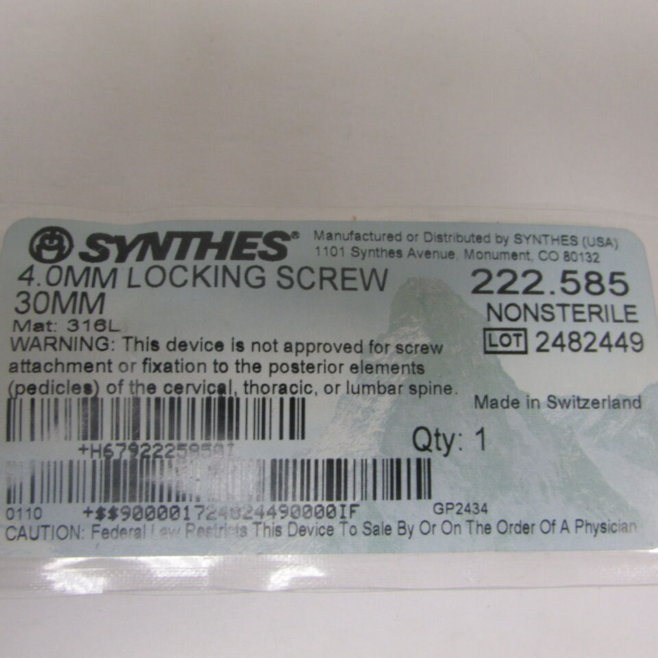 222.585 - SYNTHES - 4mm locking screw / 30mm, () - ( Expiry Date: EACH )