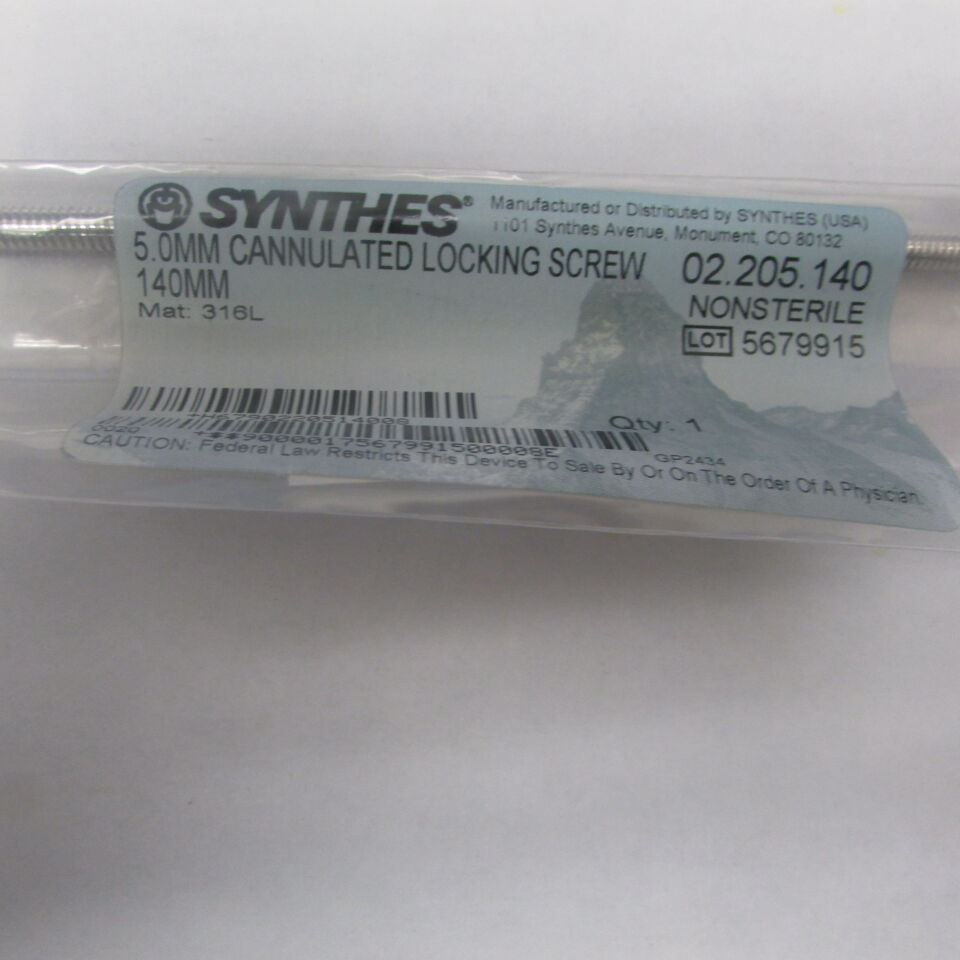 02.205.140 - SYNTHES - 5.0mm cannulated locking screw 140mm, () - ( Expiry Date: EACH )