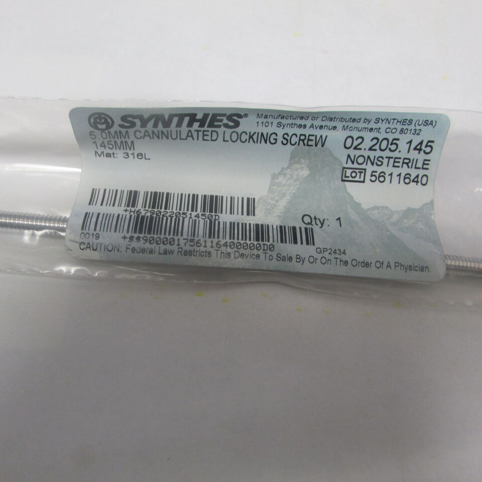 02.205.145 - SYNTHES - 5.0mm cannulated locking screw 145mm, () - ( Expiry Date: EACH )