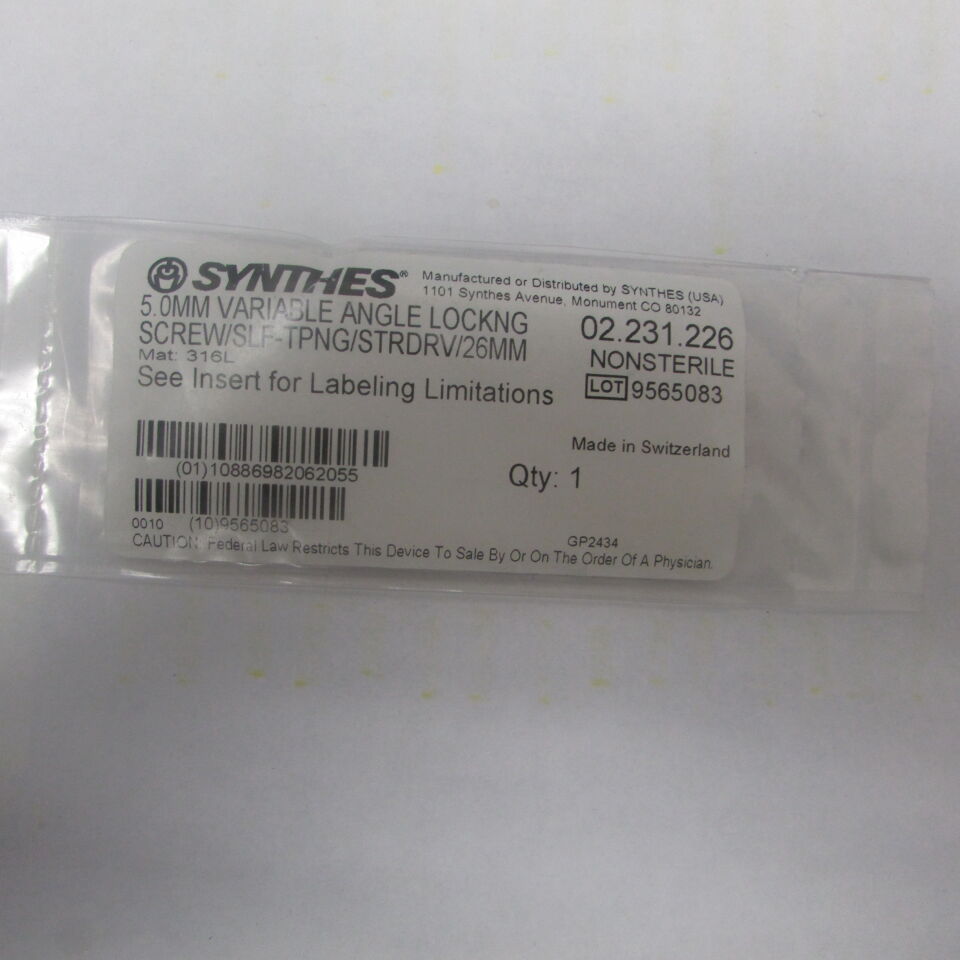 02.231.226 - SYNTHES - 5.0mm variable angle lockng screw/slf-tpng/strdrv/26mm, () - ( Expiry Date: EACH )