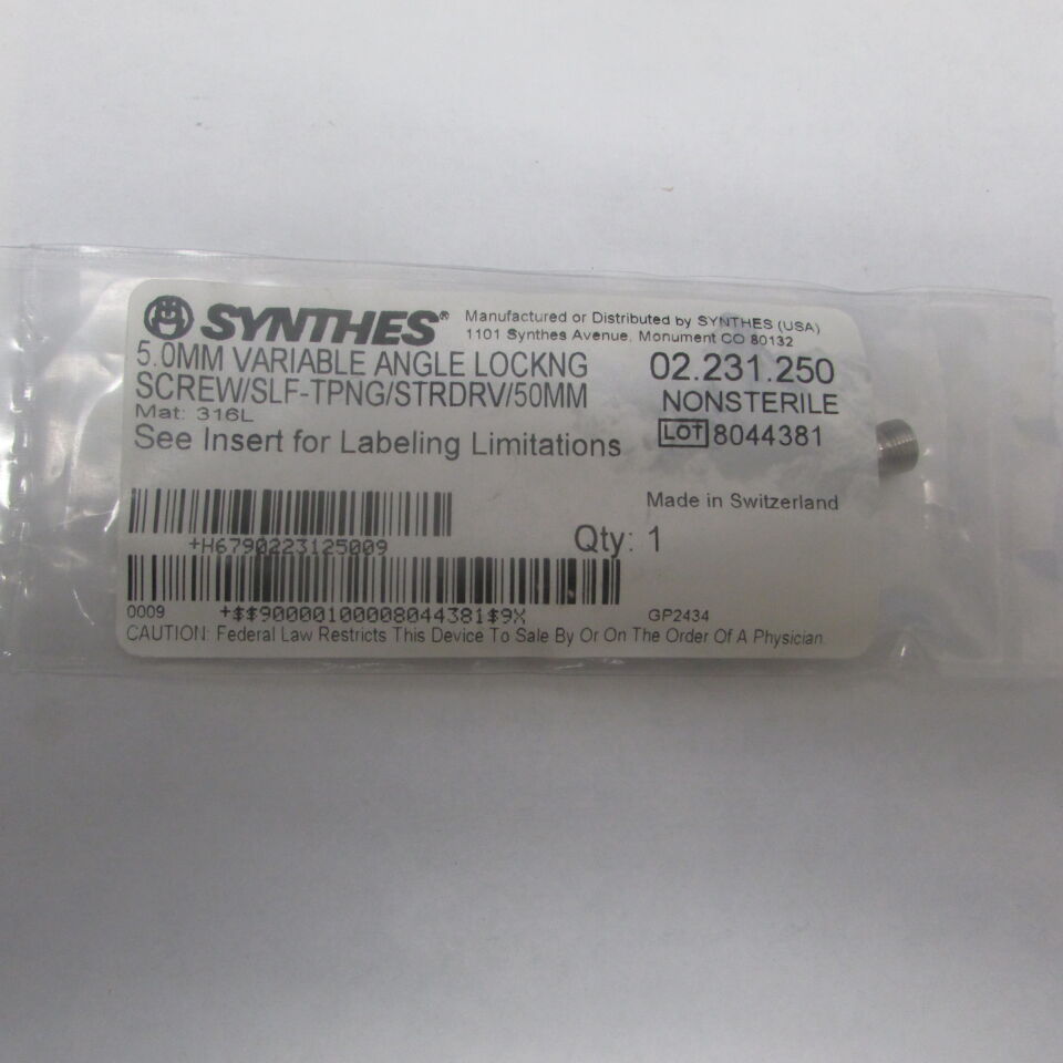 02.231.250 - SYNTHES - 5.0mm variable angle lockng screw/slf-tpng/strdrv/50mm, () - ( Expiry Date: EACH )