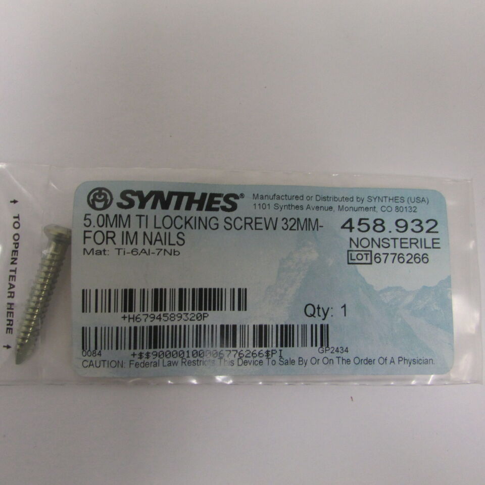 458.932 - SYNTHES - 5mm ti locking screw 32mm for im nails, () - ( Expiry Date: EACH )