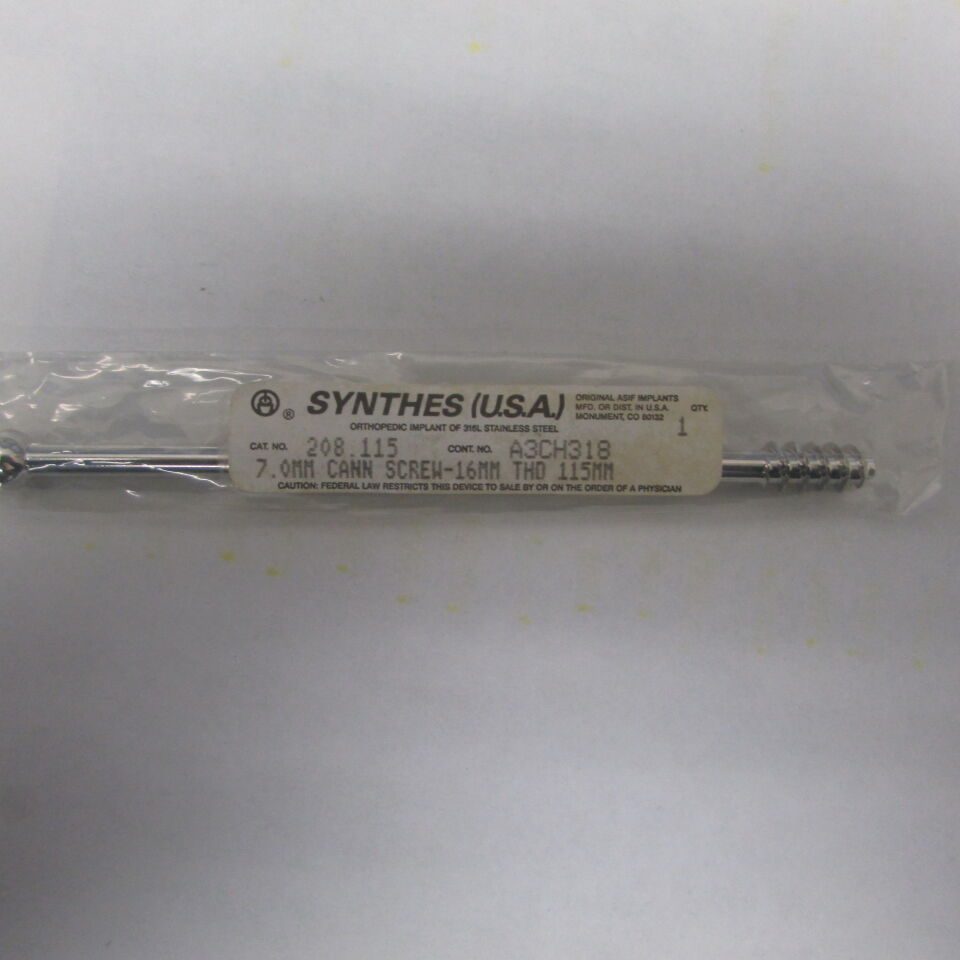 208.115 - SYNTHES - 7 mm cannulated screw 16mm thread/115mm, () - ( Expiry Date: EACH )