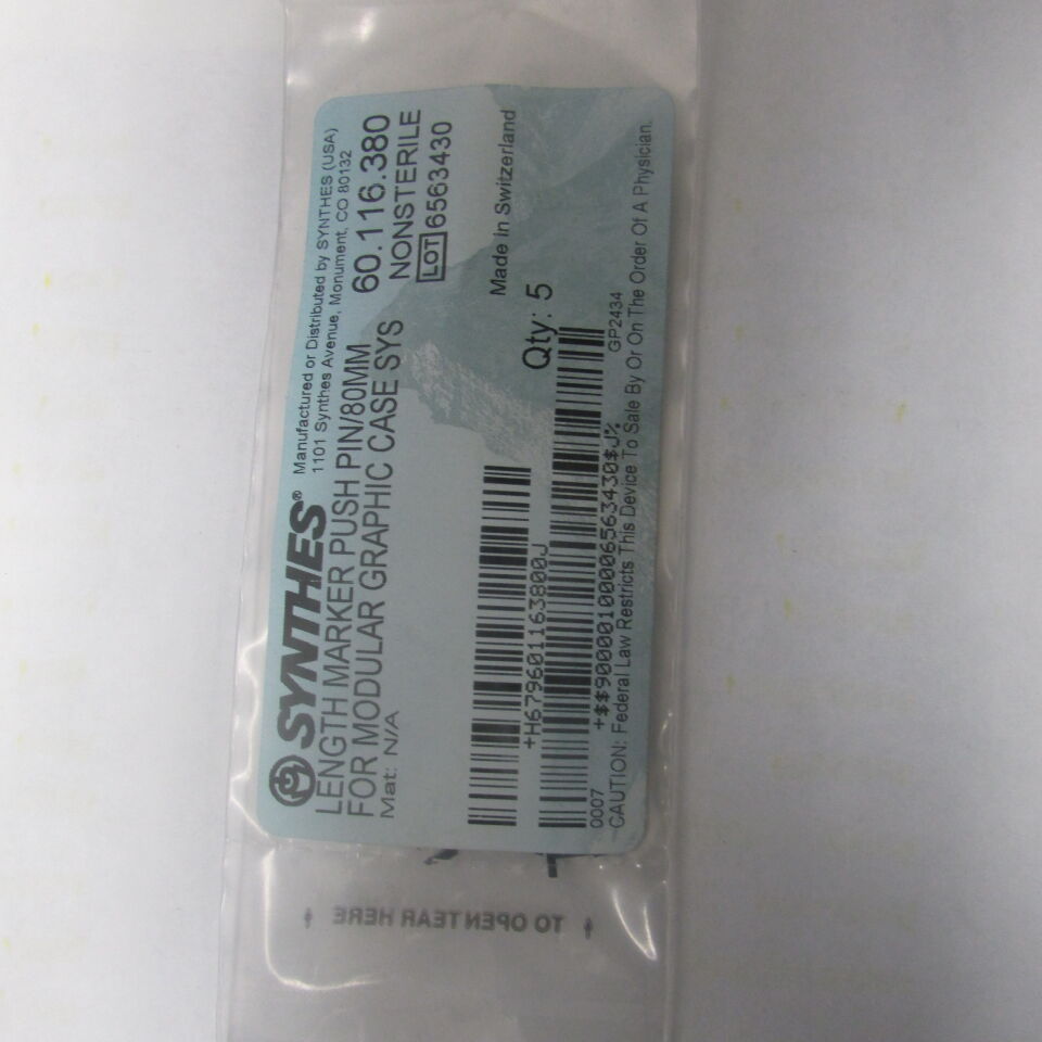 60.116.380 - SYNTHES - length marker push pin/80mm for modular graphic case sys , () - ( Expiry Date: EACH )