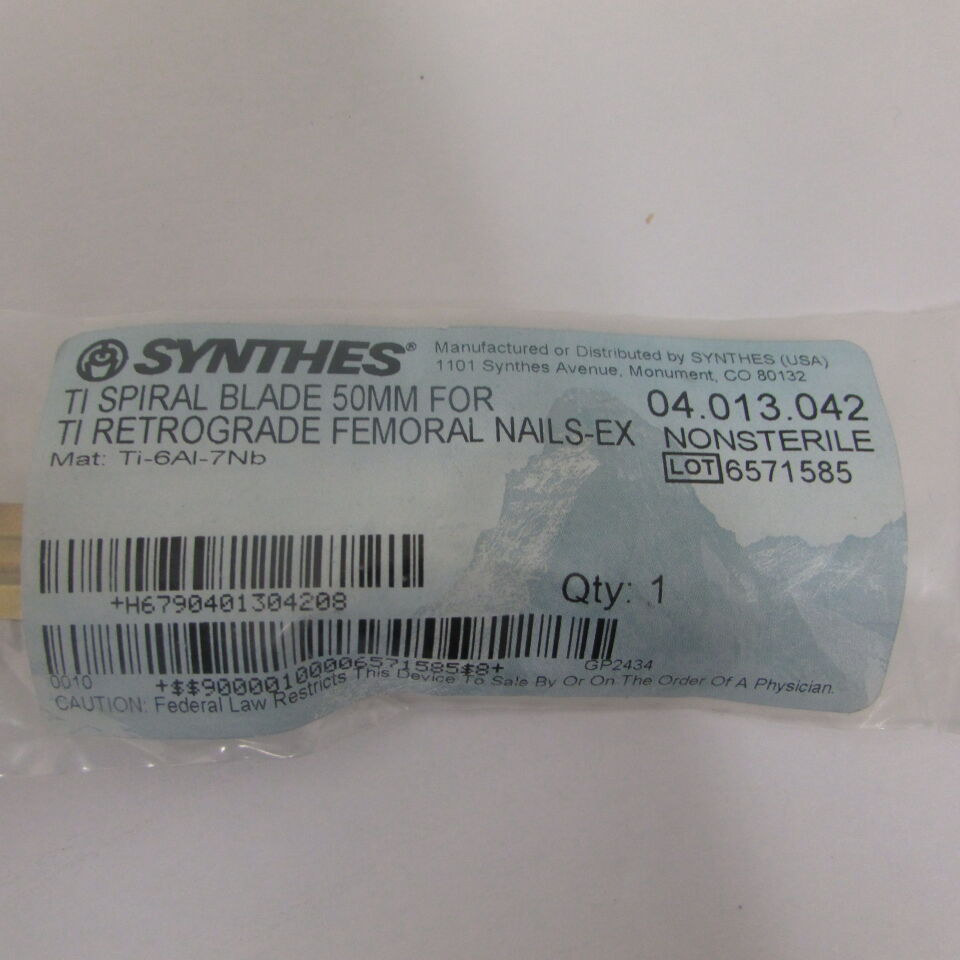 04.013.042 - SYNTHES - ti spiral blade 50mm for ti retrograde femoral nails-ex, () - ( Expiry Date: EACH )