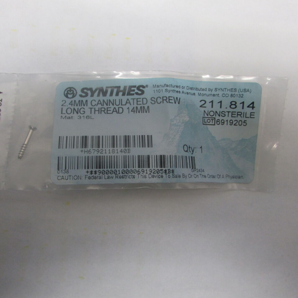 211.814 - SYNTHES - 3.5mm cortex screw self-tapping 14mm, () - ( Expiry Date: EACH )